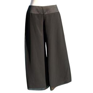 Cache Black Wide Leg Lined Self Belt Crop Pant Gaucho New $128 NWT Flat Front